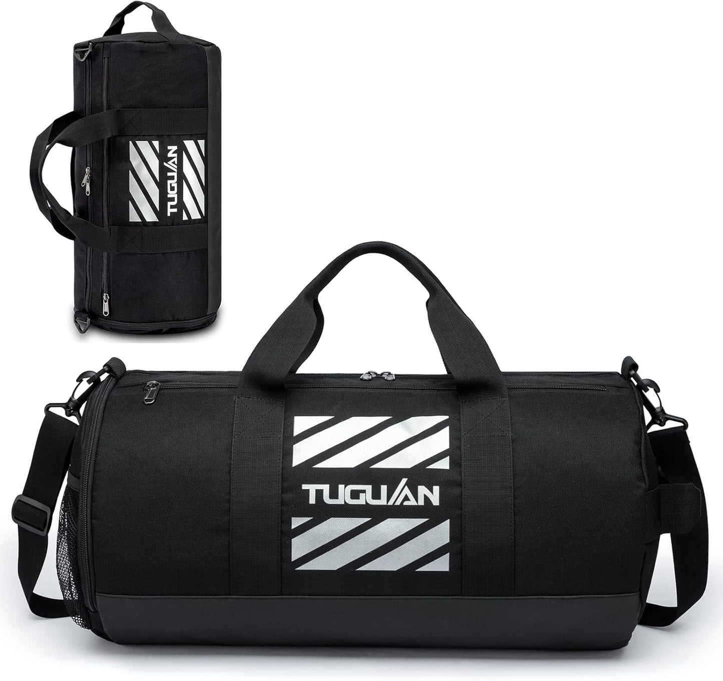 Basketball Gym Bags for Men Women Small Travel Duffle Bag Wet Pocket & Shoes Compartment Overnight Weekender Duffel Bag Sports Gym Tote Bag Man 40L, Black