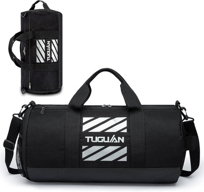 Basketball Gym Bags for Men Women Small Travel Duffle Bag Wet Pocket & Shoes Compartment Overnight Weekender Duffel Bag Sports Gym Tote Bag Man 40L, Black