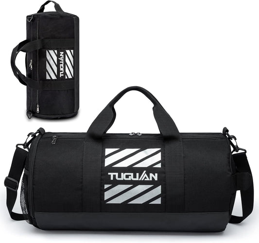 Basketball Gym Bags for Men Women Small Travel Duffle Bag Wet Pocket & Shoes Compartment Overnight Weekender Duffel Bag Sports Gym Tote Bag Man 40L, Black