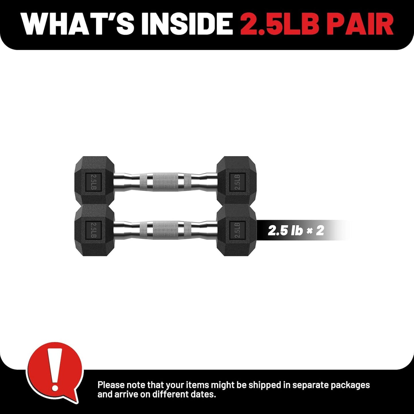 HEX Rubber Encased Home Gym Dumbbell Set 2.5-125Lb