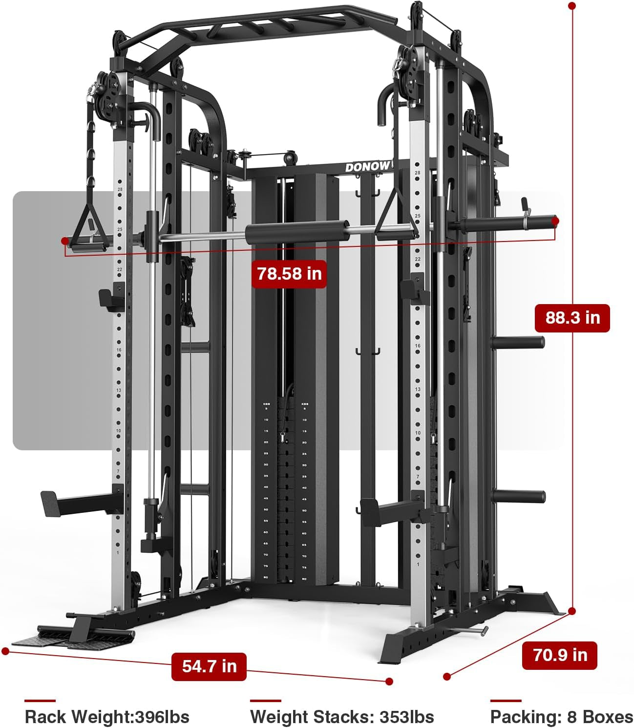 Smith Machine Multi Function Home Gym System with Weight Stacks