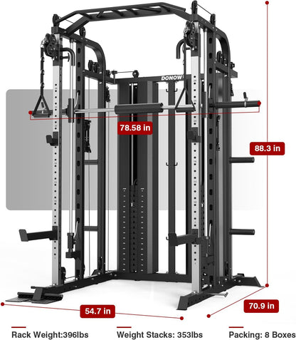 Smith Machine Multi Function Home Gym System with Weight Stacks