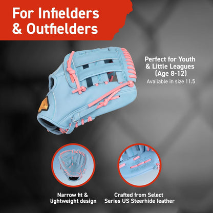 BB Stock Rise Baseball Glove for Little League Youth