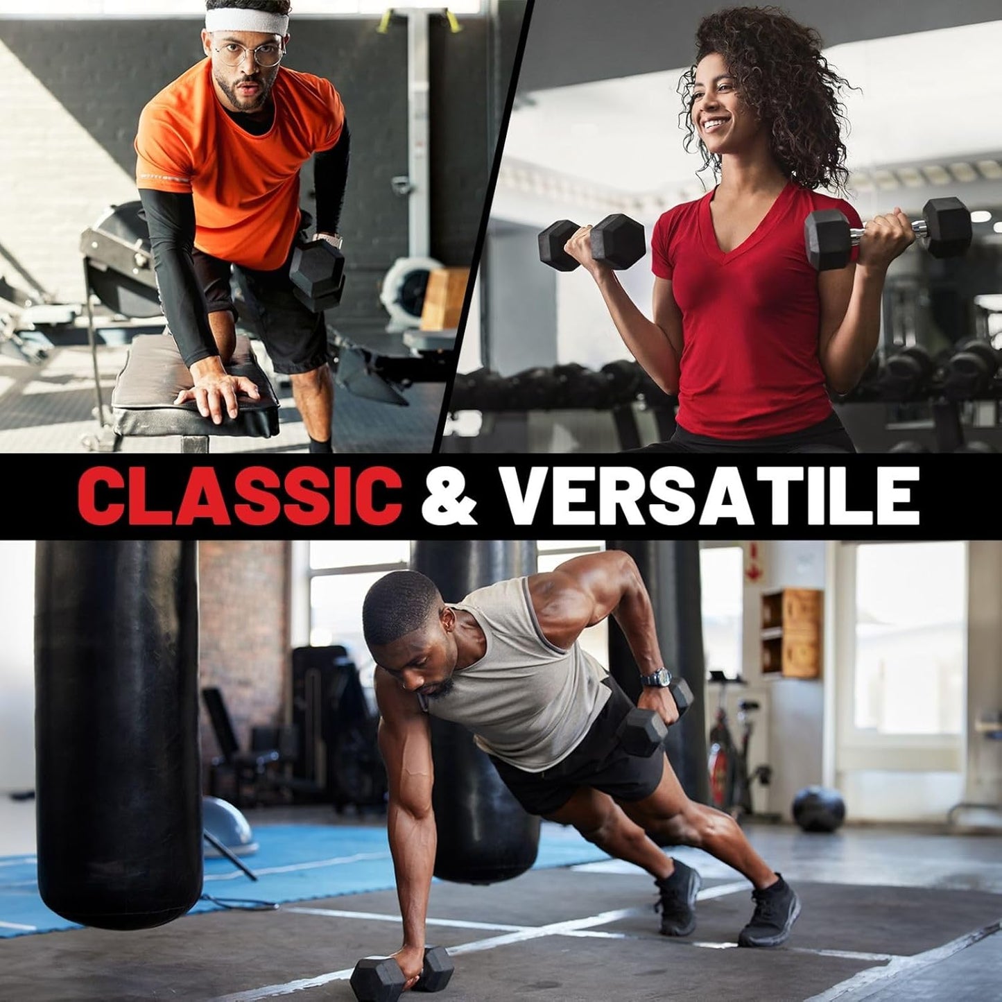 HEX Rubber Encased Home Gym Dumbbell Set 2.5-125Lb