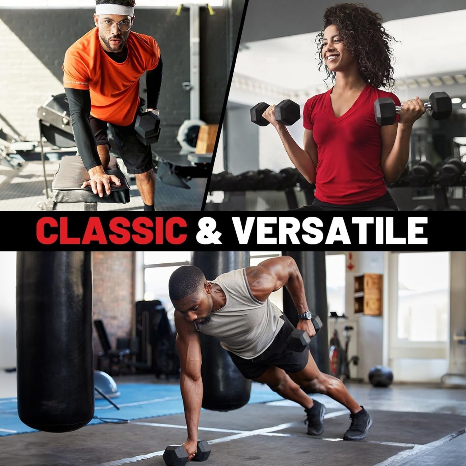 HEX Rubber Encased Home Gym Dumbbell Set 2.5-125Lb