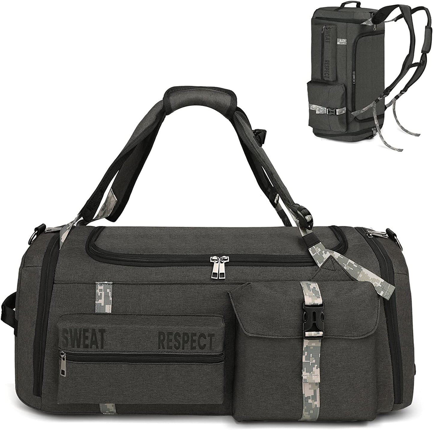 Men's 3-Way Sports Duffle Bag Backpack with Shoe Compartment