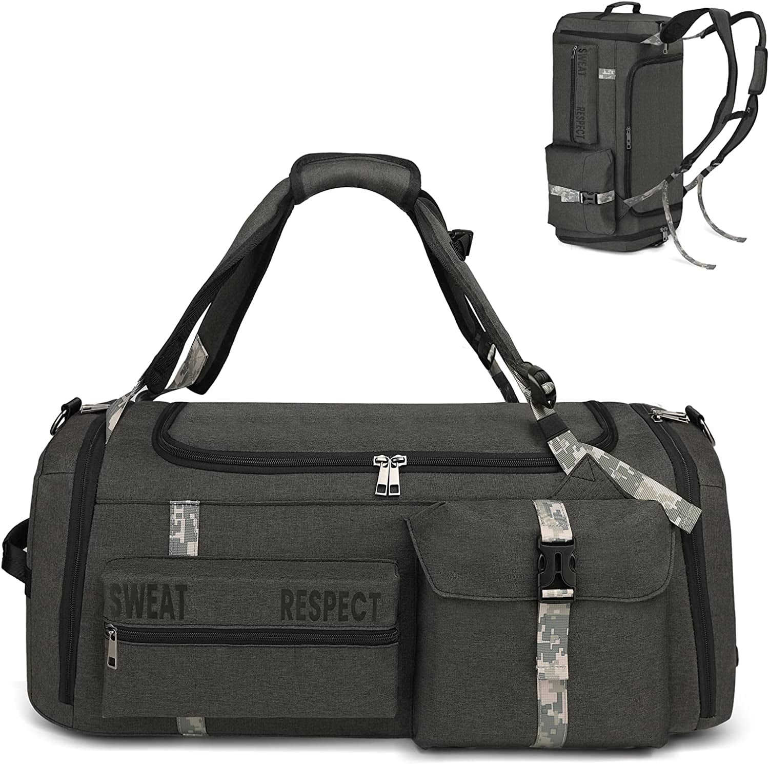 Men's 3-Way Sports Duffle Bag Backpack with Shoe Compartment