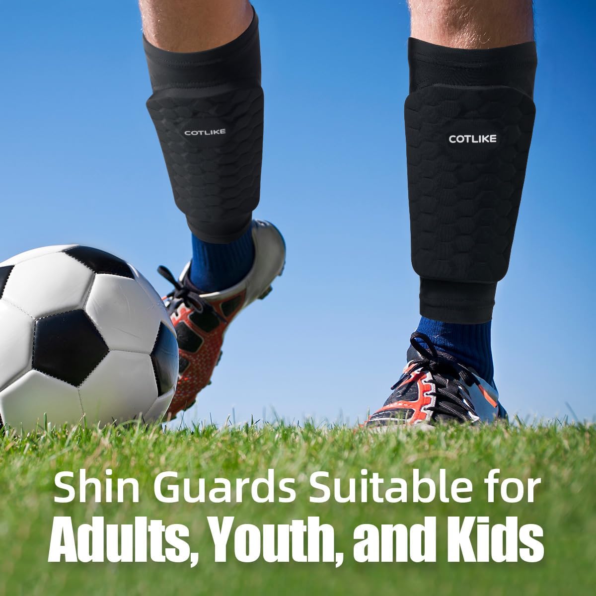 COTLIKE Soccer Shin Guard Compression Sleeves
