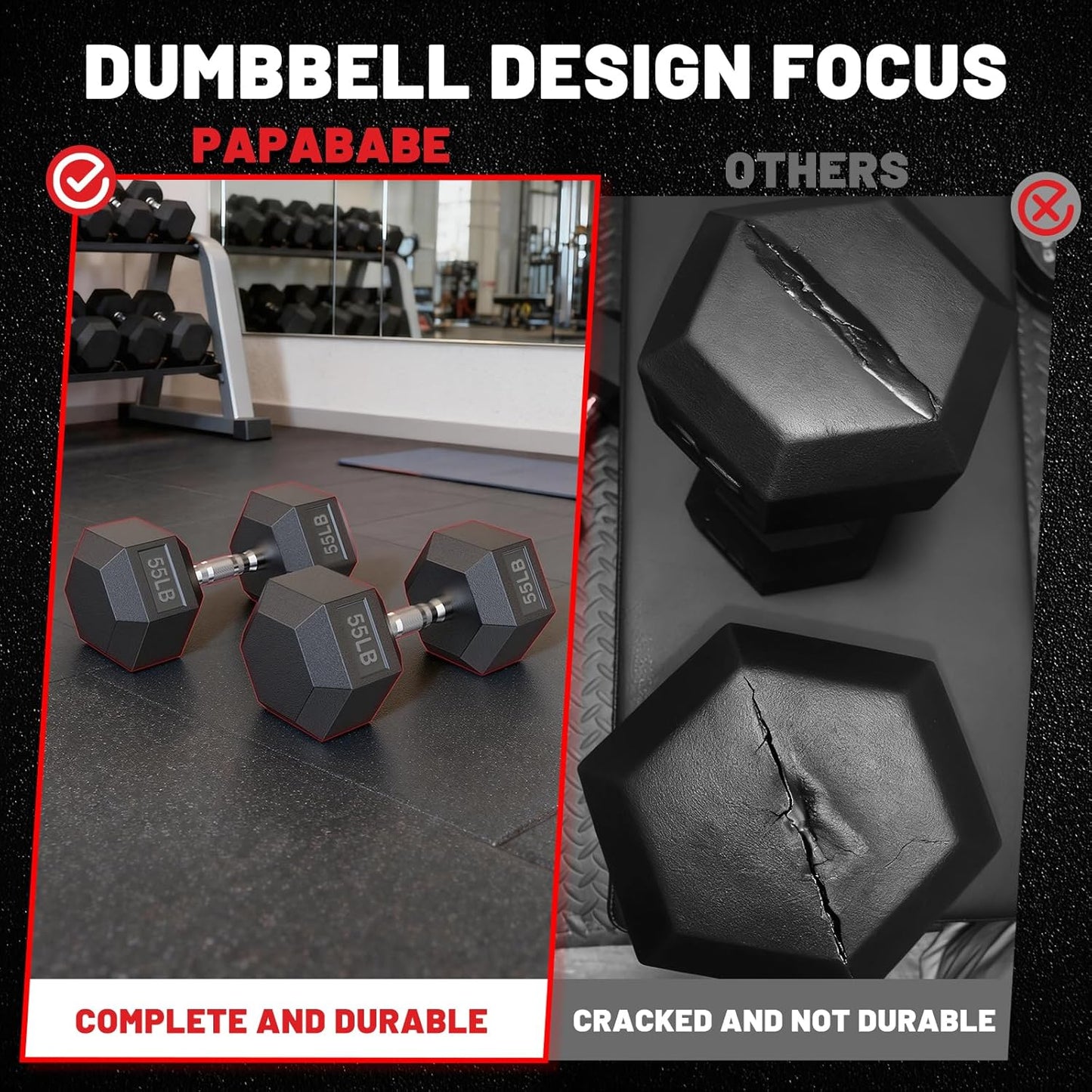 HEX Rubber Encased Home Gym Dumbbell Set 2.5-125Lb