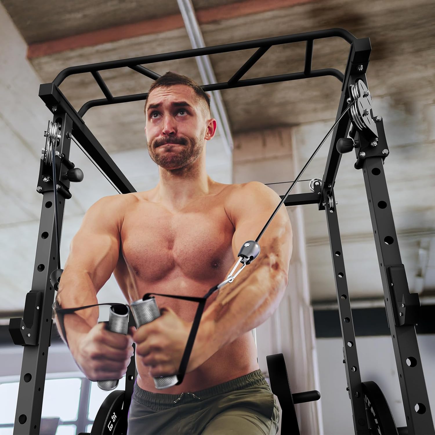 Multi-Function Home Gym Squat Rack Power Cage PPC-P3 with Cable Crossover System