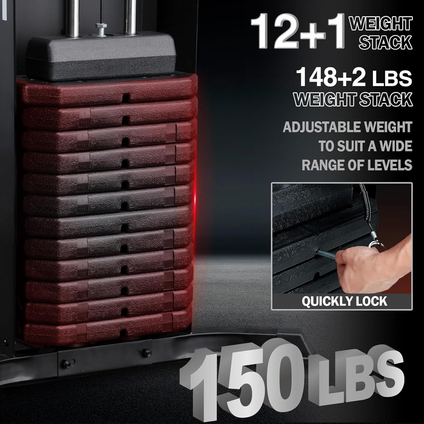 Home Gym Full Body Multifunctional Workout Station with 150LBS Weight Stack