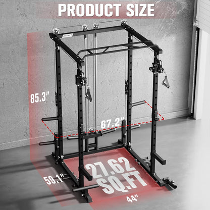 Multi-Function Home Gym Squat Rack Power Cage PPC-P3 with Cable Crossover System