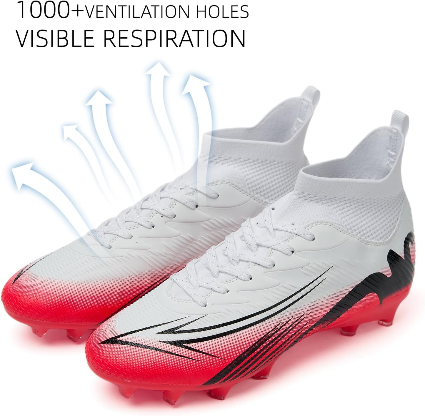 UpRun Mens High Top Adult FG Long Spike Soccer Shoes