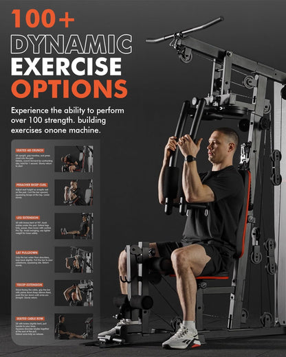 Home Gym Full Body Multifunctional Workout Station with 150LBS Weight Stack