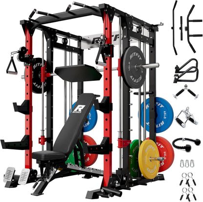 Buffalo Smith Machine Home Gym Power Cage with Lat-Pull down System