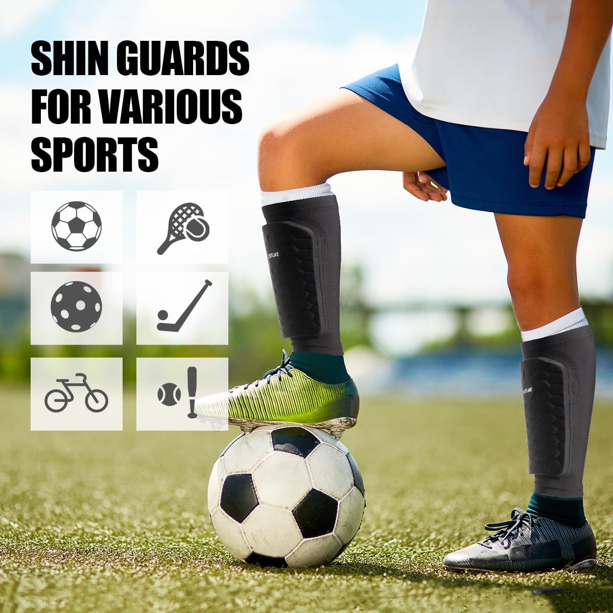 COTLIKE Soccer Shin Guard Compression Sleeves