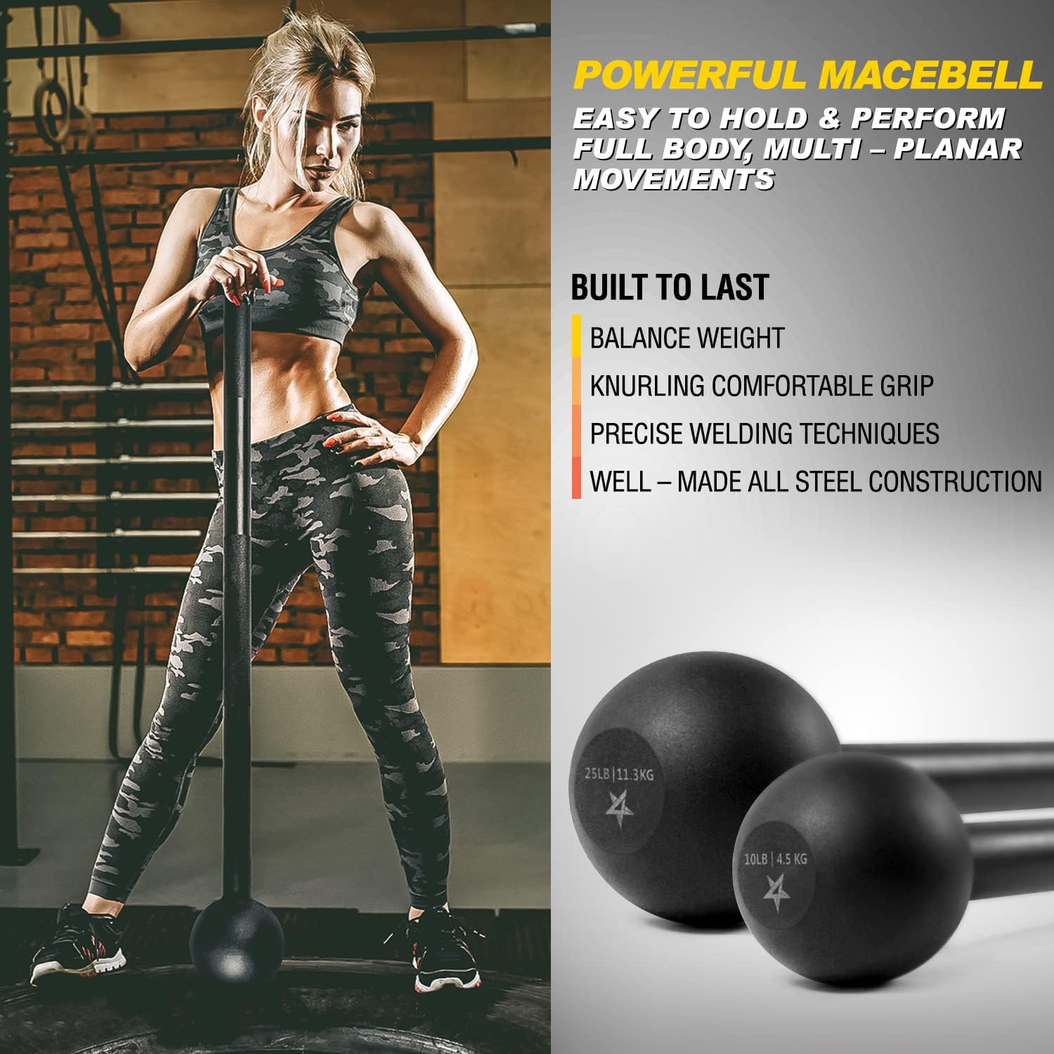 Steel Mace Bell for Strength Training 20lb