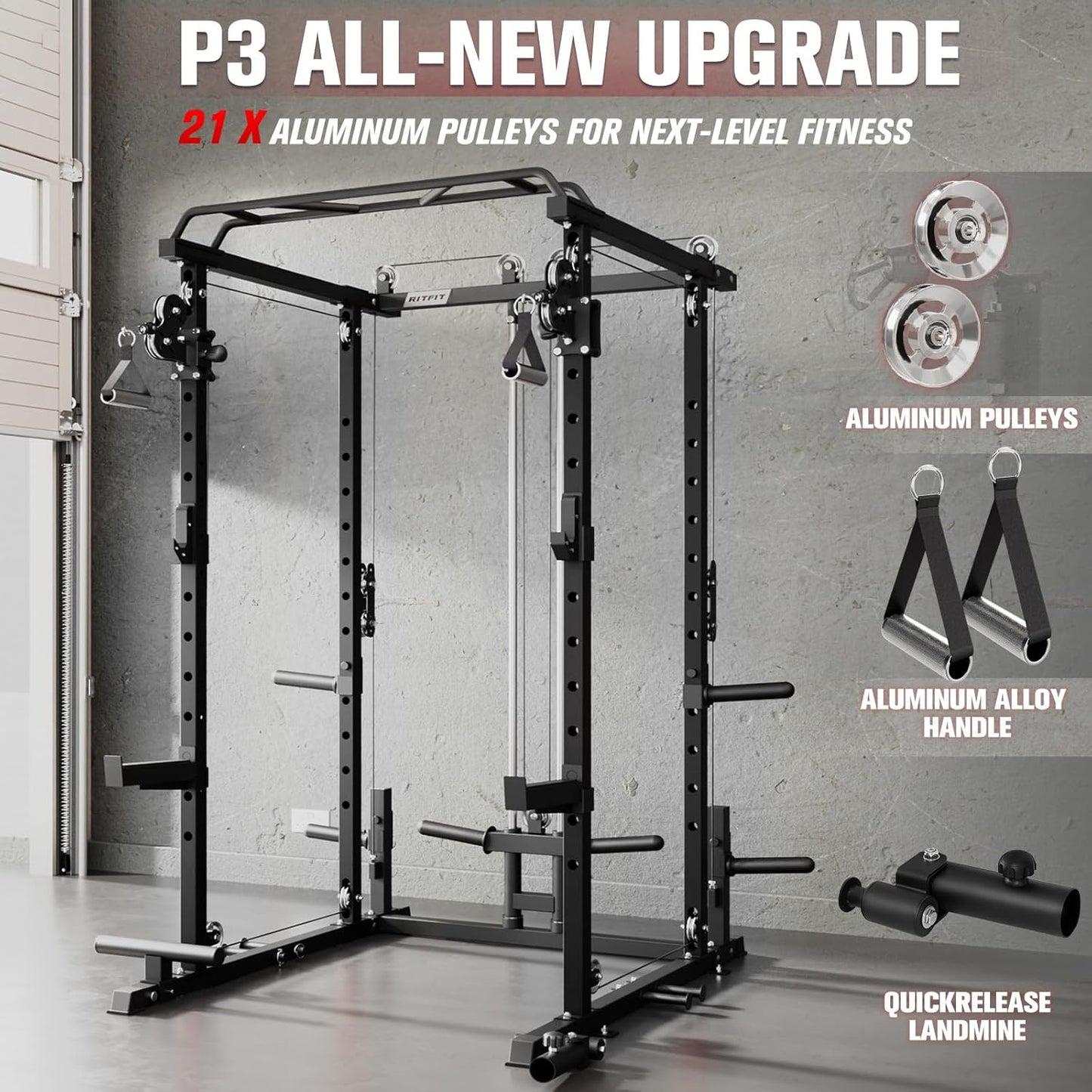 Multi-Function Home Gym Squat Rack Power Cage PPC-P3 with Cable Crossover System