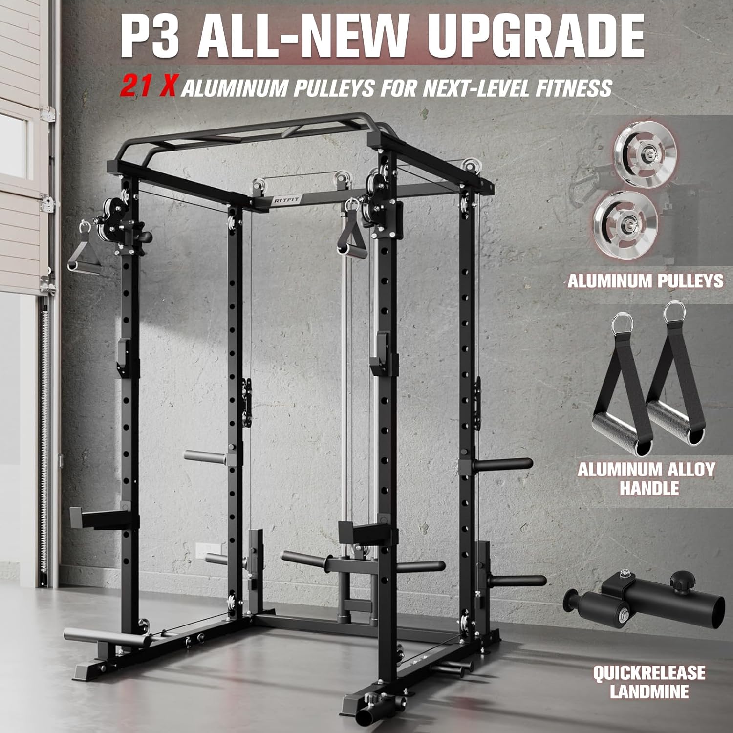 Multi-Function Home Gym Squat Rack Power Cage PPC-P3 with Cable Crossover System