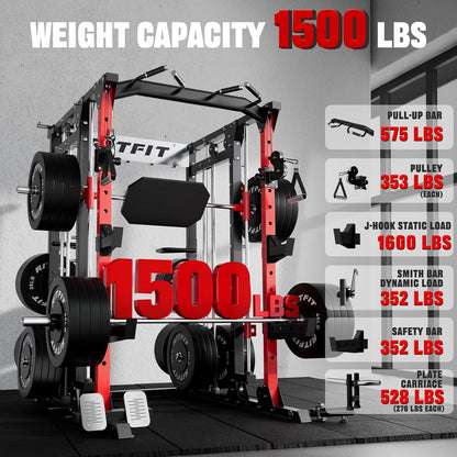 Buffalo Smith Machine Home Gym Power Cage with Lat-Pull down System