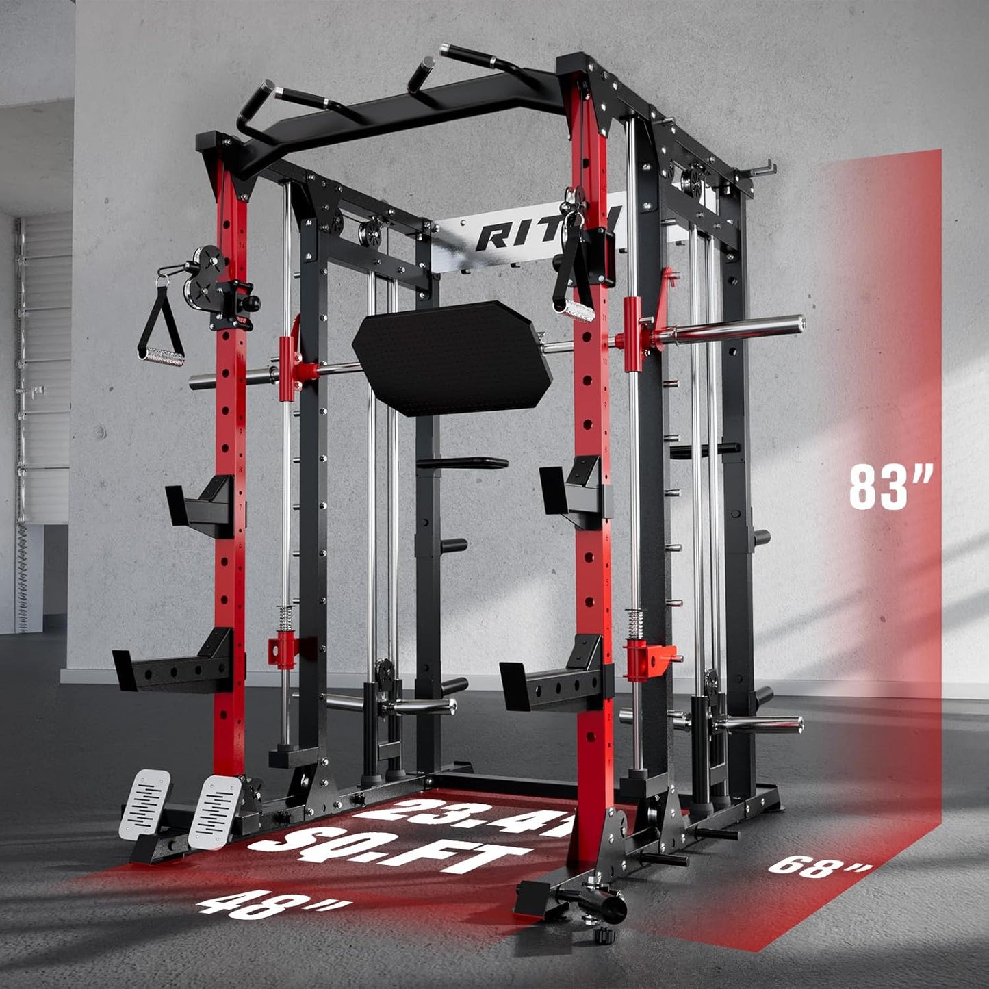 Buffalo Smith Machine Home Gym Power Cage with Lat-Pull down System