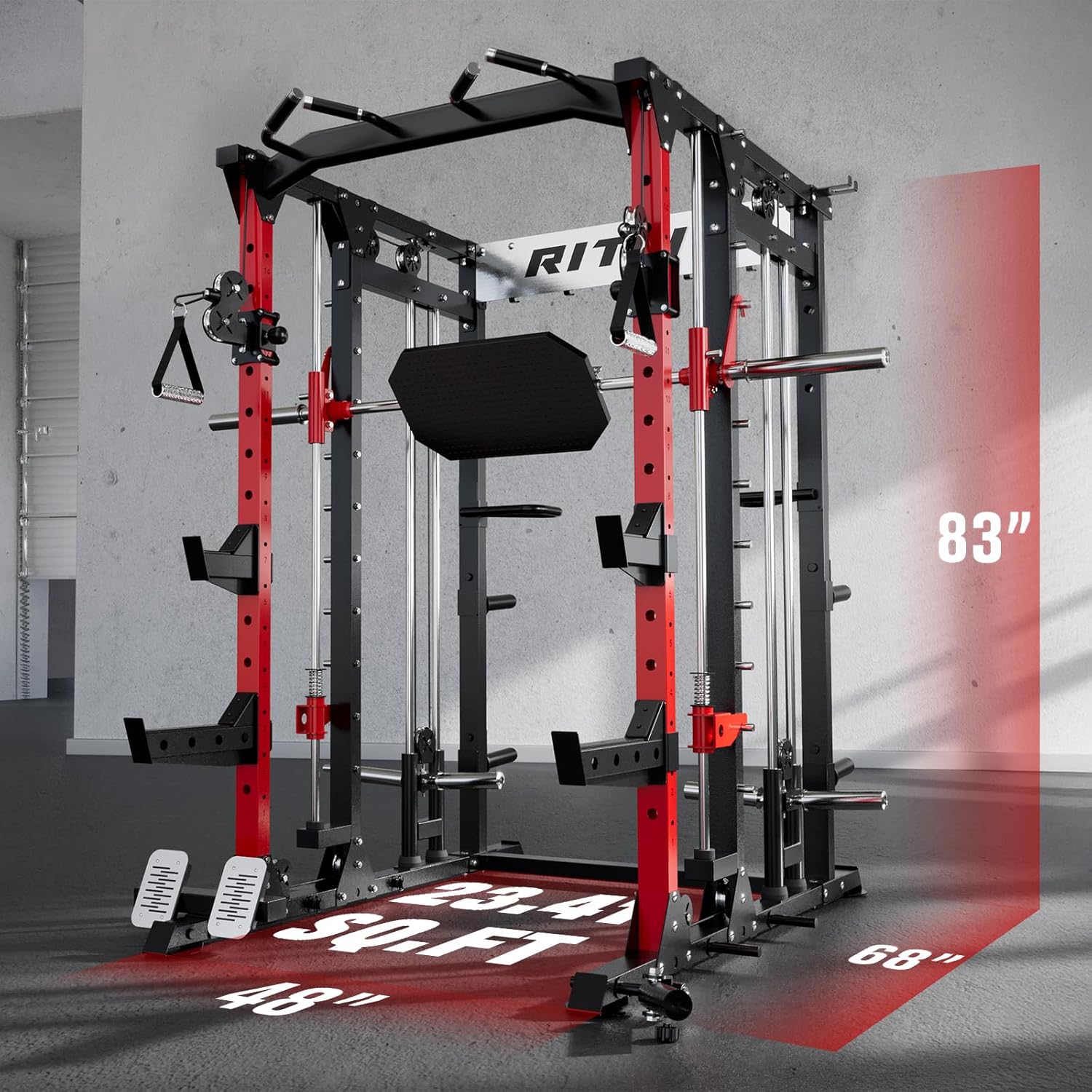 Buffalo Smith Machine Home Gym Power Cage with Lat-Pull down System