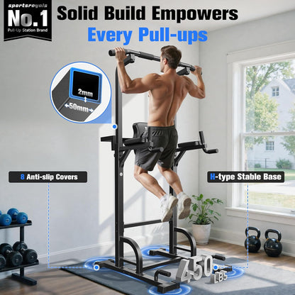 Power Tower 450LBS Stable Home Gym Pull Up Bar Station