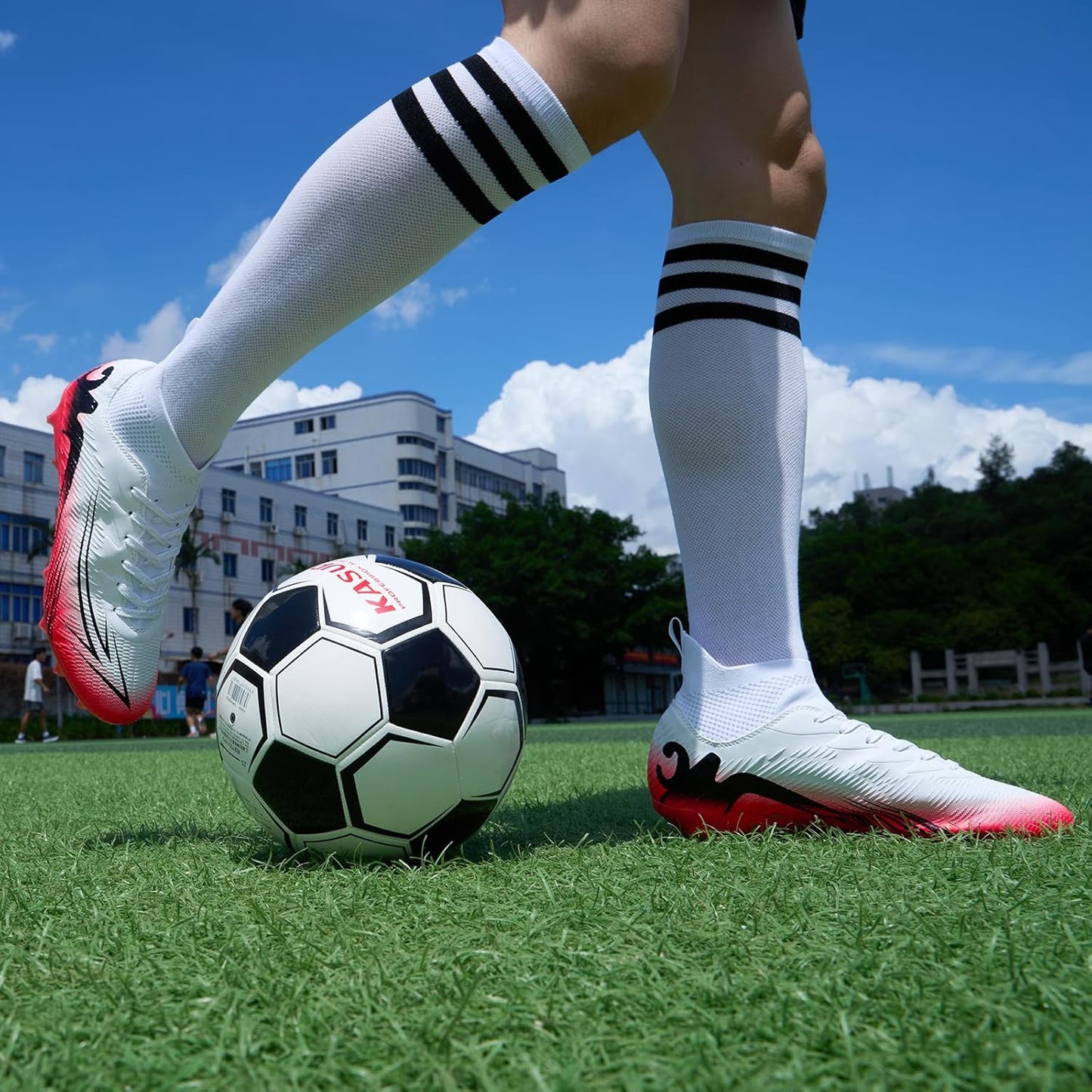 UpRun Mens High Top Adult FG Long Spike Soccer Shoes