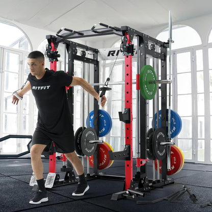 Buffalo Smith Machine Home Gym Power Cage with Lat-Pull down System
