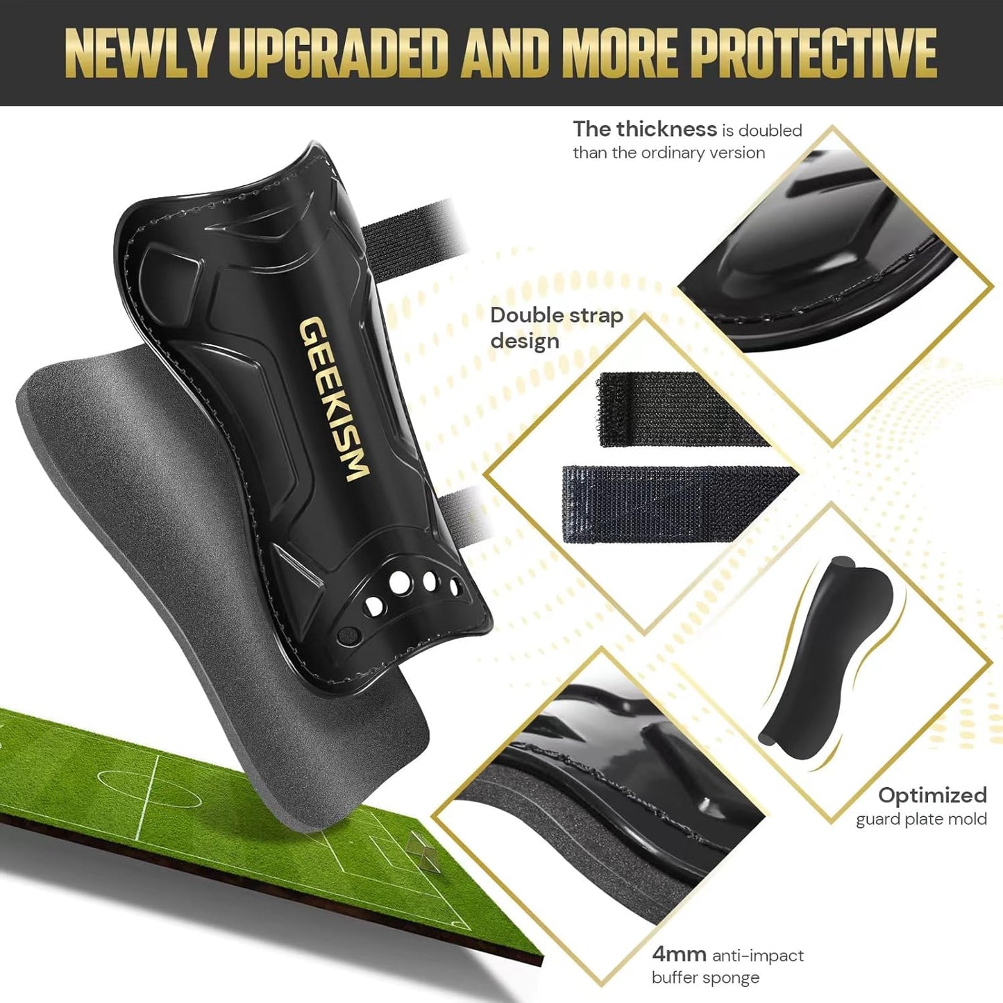 Geekism Protective Soccer Shin Guards for Youth