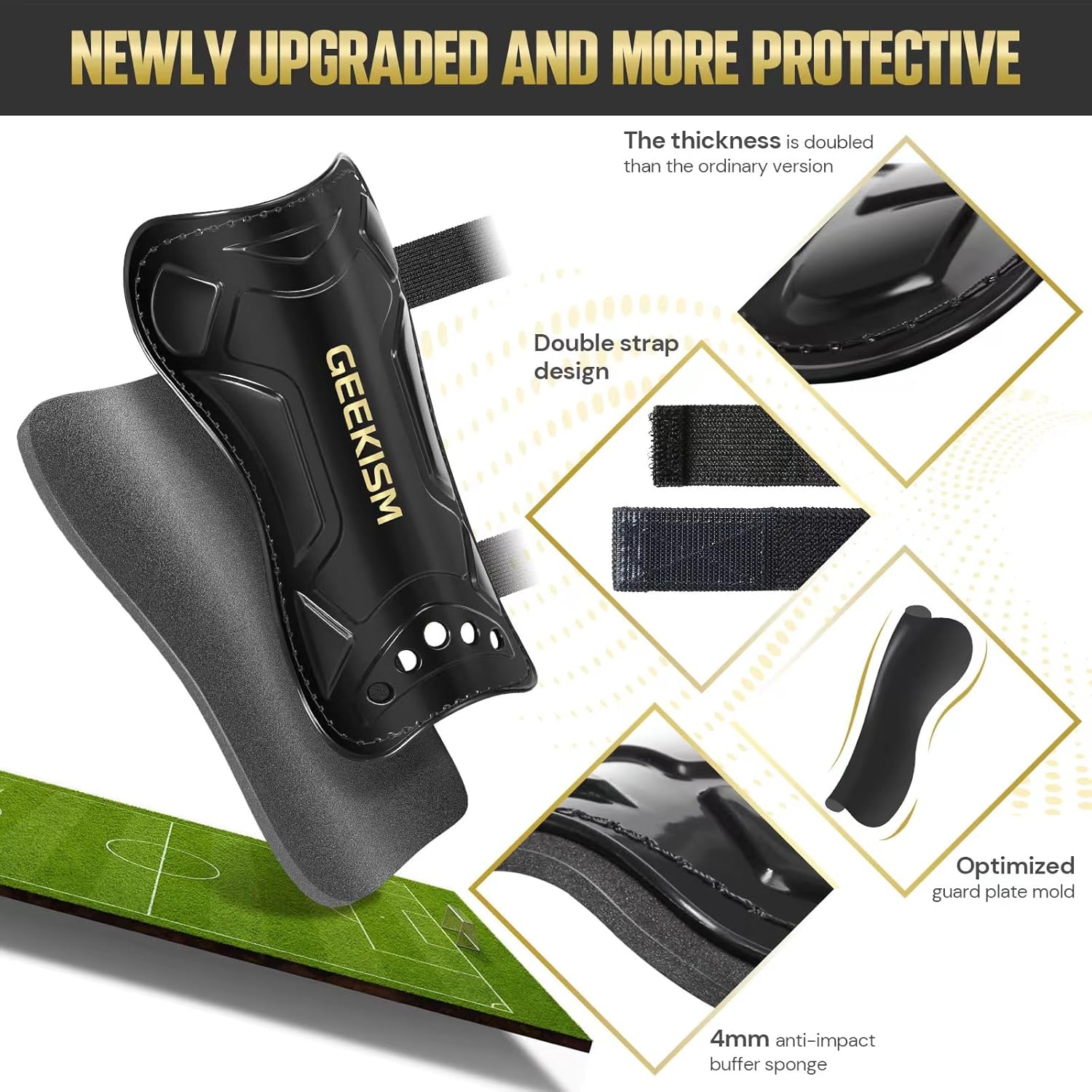 Geekism Protective Soccer Shin Guards for Youth