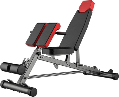 Multi-Functional FID Weight Bench for Comprehensive Full-Body Workouts – Hyper Back Extension, Roman Chair, Adjustable Ab Sit-Up Bench, Incline/Decline Bench, and Flat Bench