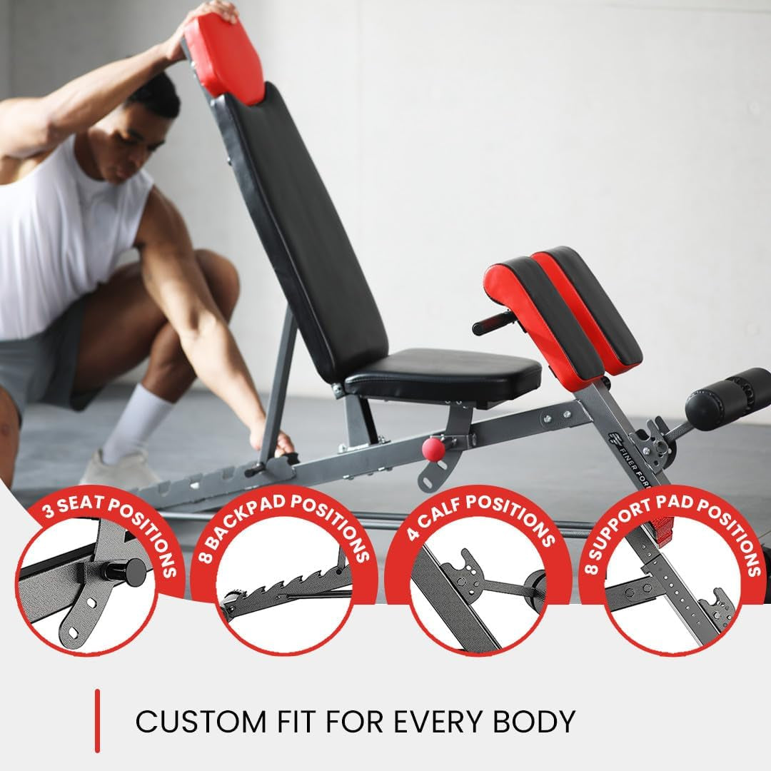 Multi-Functional FID Weight Bench for Comprehensive Full-Body Workouts – Hyper Back Extension, Roman Chair, Adjustable Ab Sit-Up Bench, Incline/Decline Bench, and Flat Bench