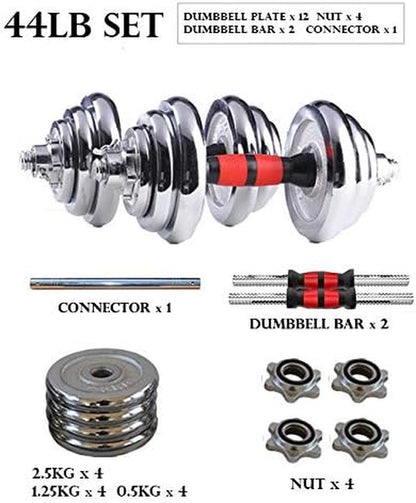 Cast Iron Adjustable Dumbbell Barbell Set (110LB/66LB/44LB), Weight with Connecting Rod 2 in 1 Home Body Workout Exercise Equipment for Men and Woman…