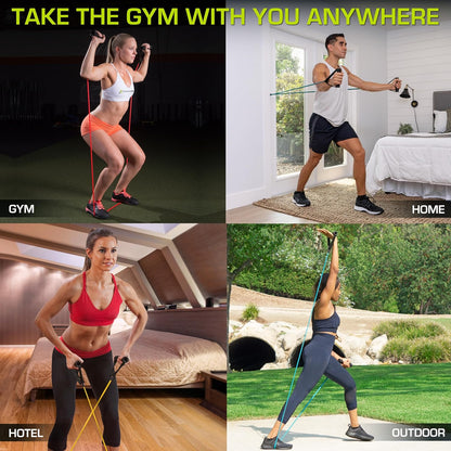 Stackable Resistance Bands with Door Anchor and Exercise Guide, 8-12 LB, Durable Fitness Tubes for Comprehensive Home Workouts