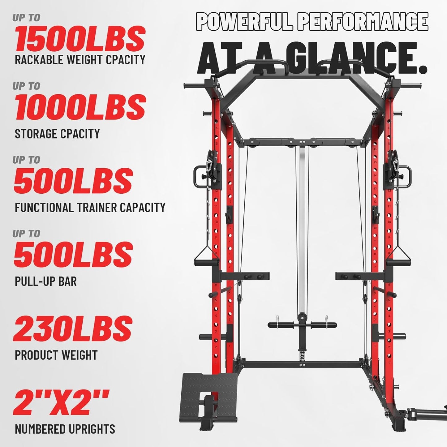 Power Cage Power Rack Workout Cage with Cable Crossover System